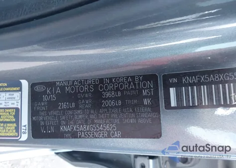 2016 Kia Forte Ex from USA, damaged, VIN KNAFX5A8XG5545625